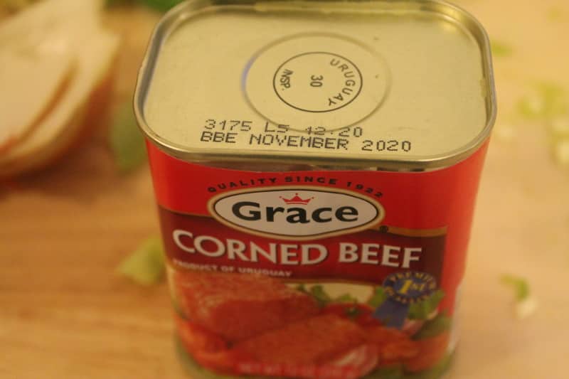 close up photo of canned corned beef