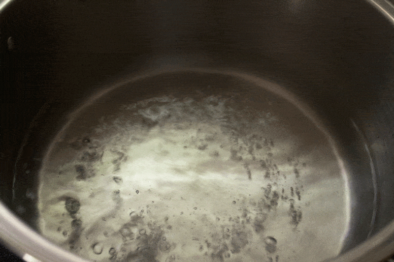 boiling water in saucepan