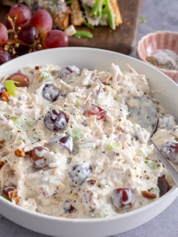 fruity chicken salad in a bowl