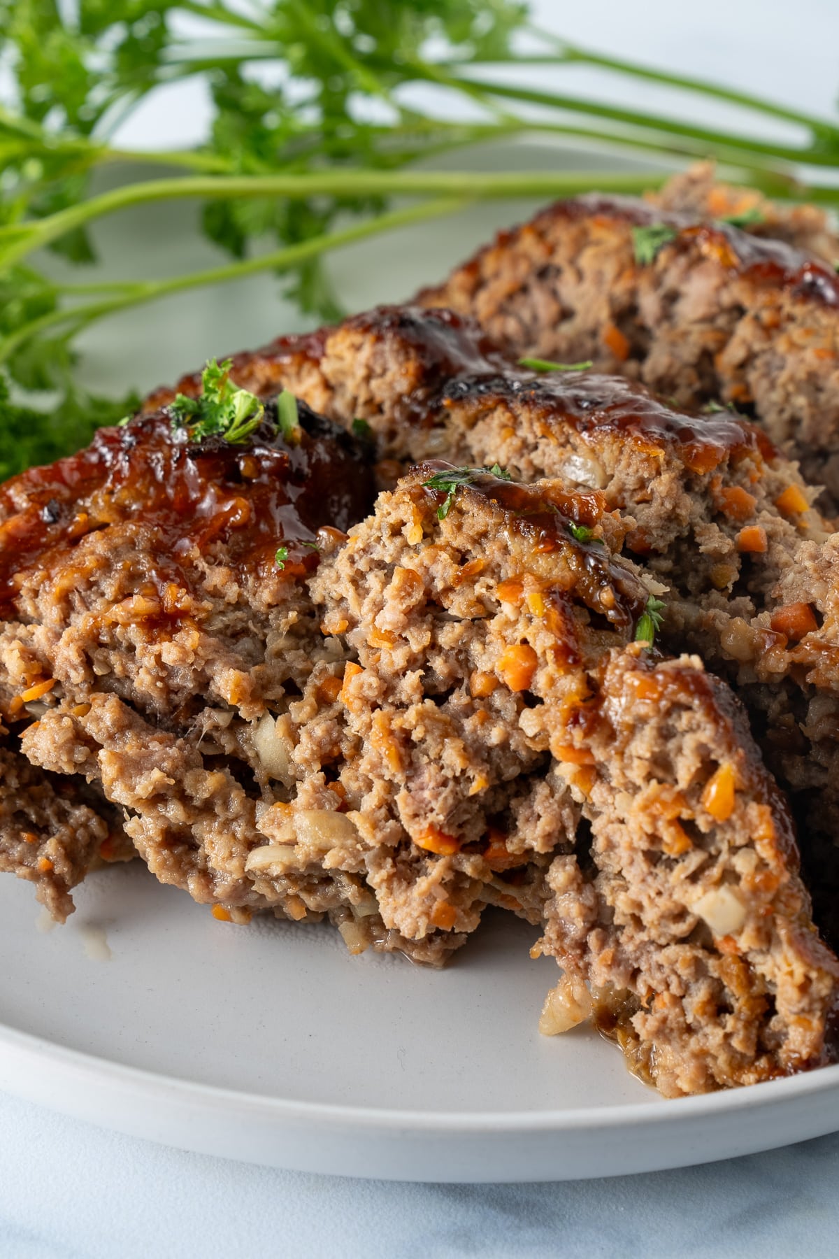 sliced meatloaf on plate