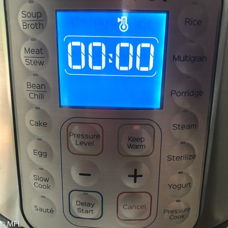 instant pot front. time done.