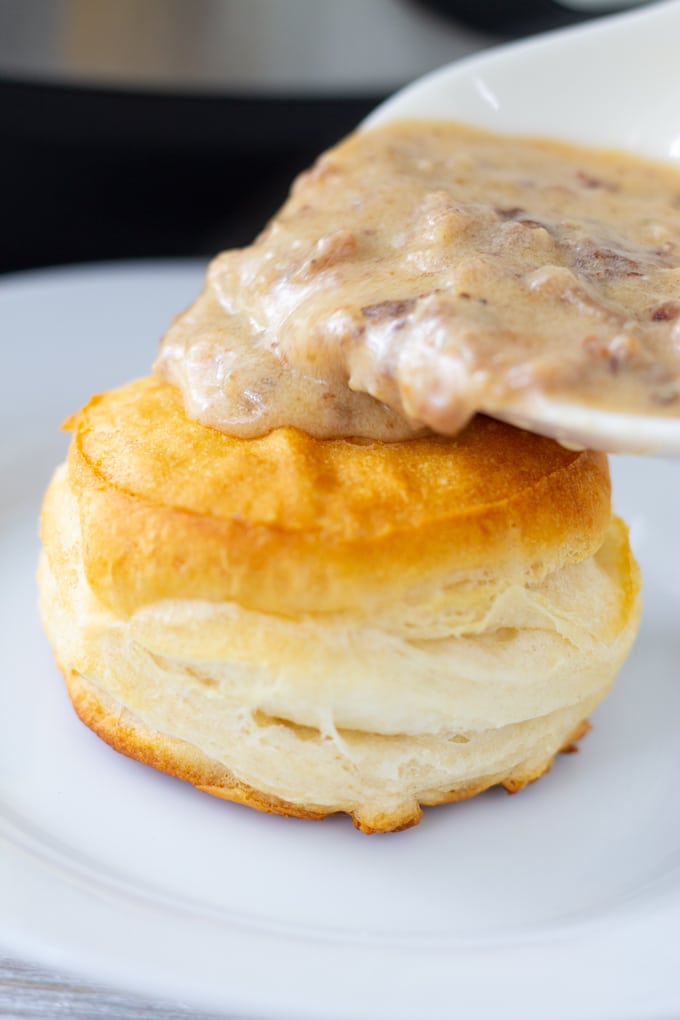 Instant Pot Sausage Gravy (Biscuits and Gravy) + Video - My Forking Life