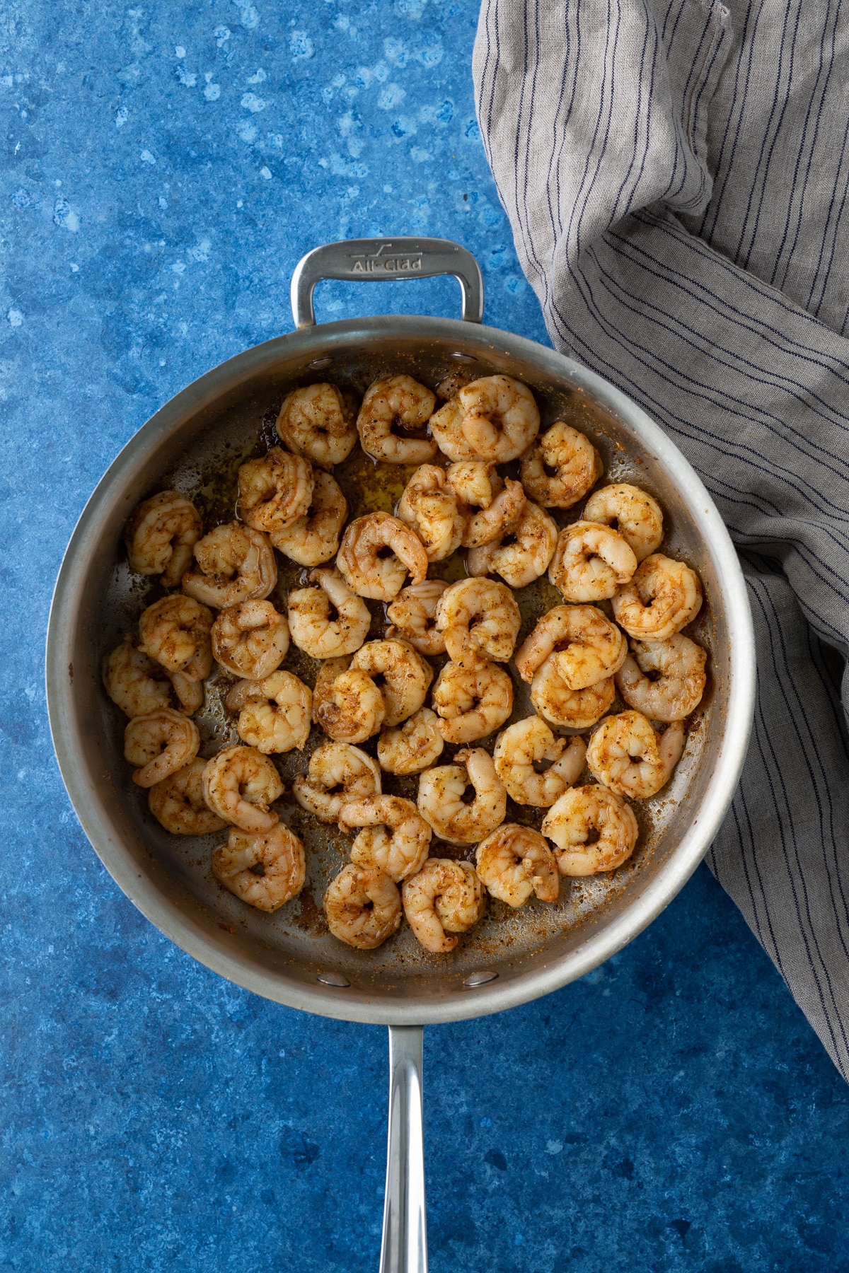 cooked shrimp in skillet