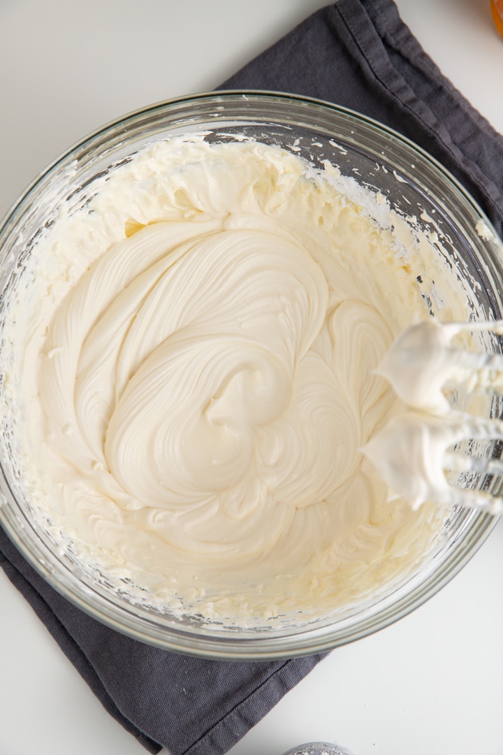 whipped cream cheese and whipped cream in bowl