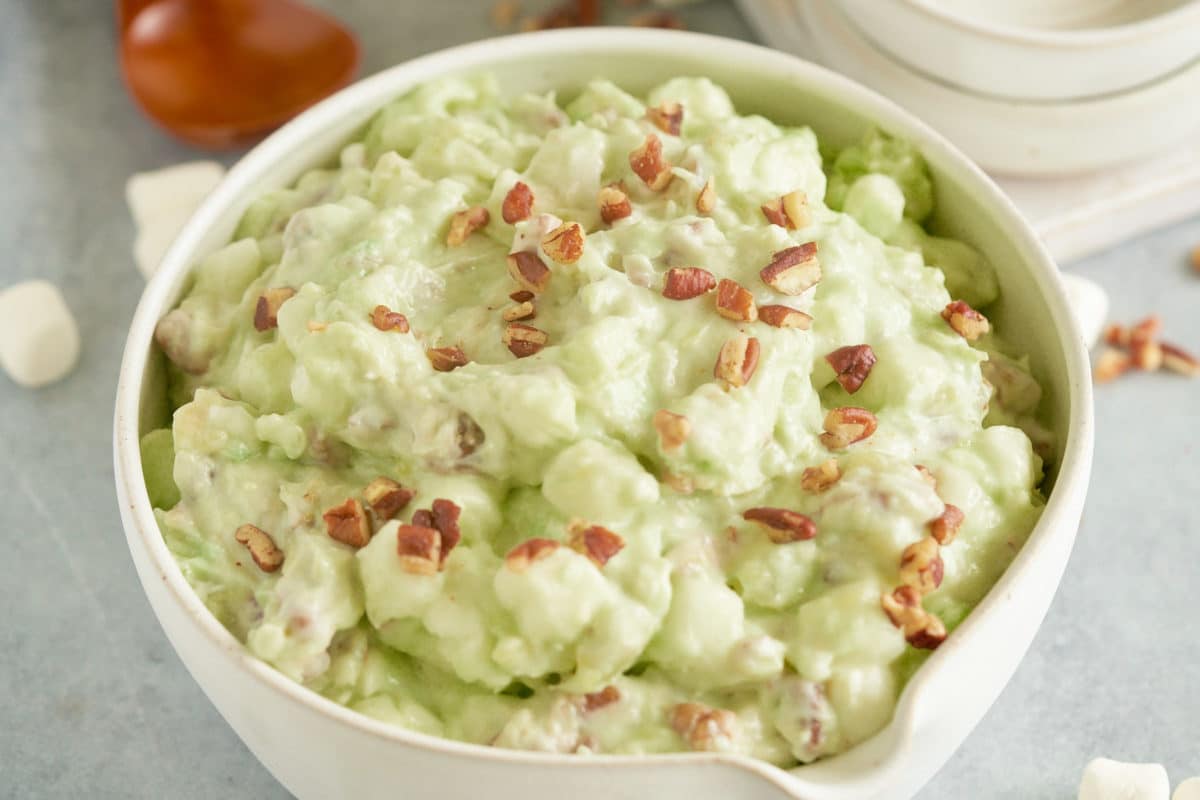 watergate salad in white bowl