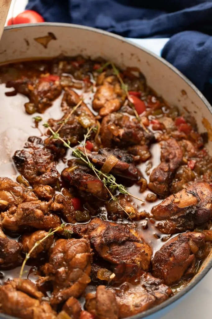 Brown stew chicken recipe with browning