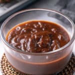 Jerk bbq sauce in glass bowl