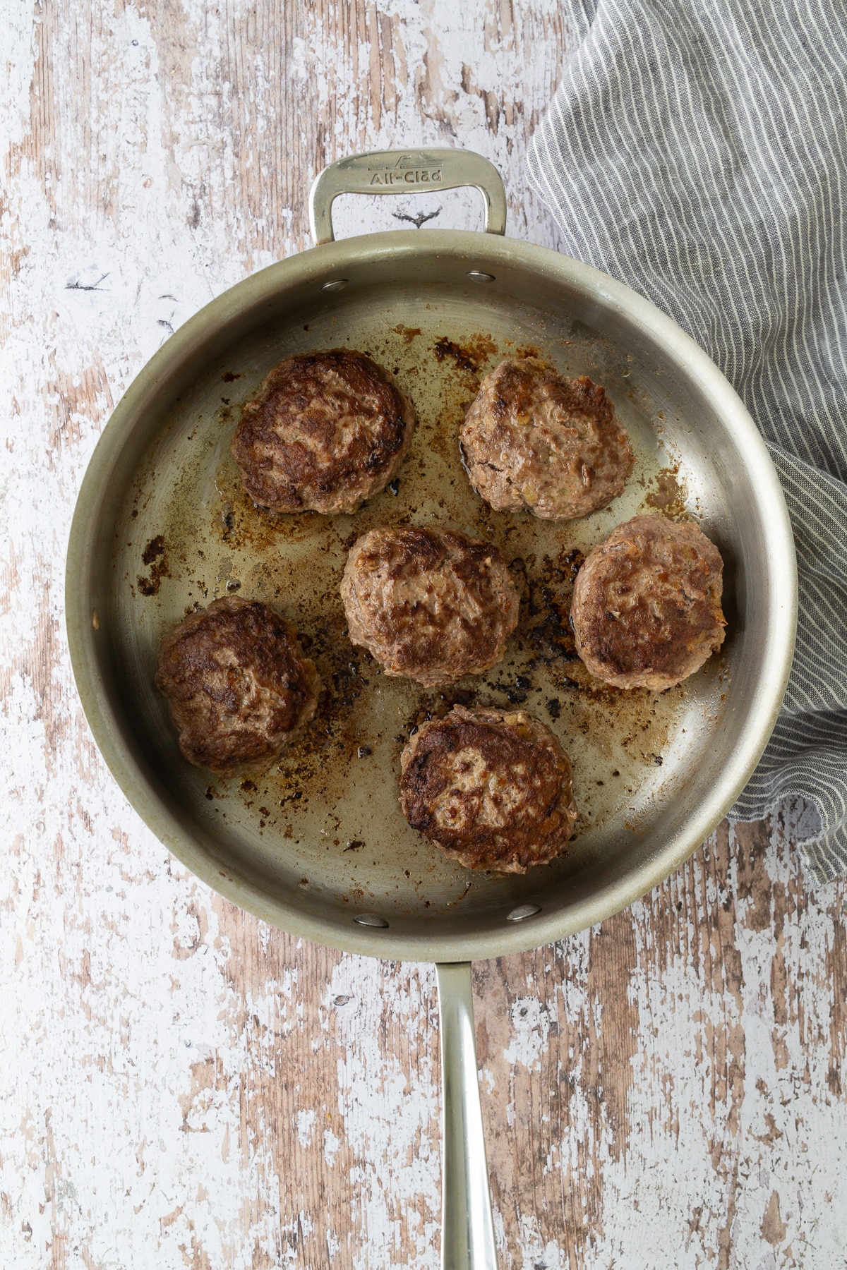 meat patties browned in large skillet