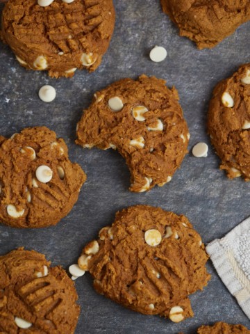 Overhead shot of pumpkin cookies ready to eat.