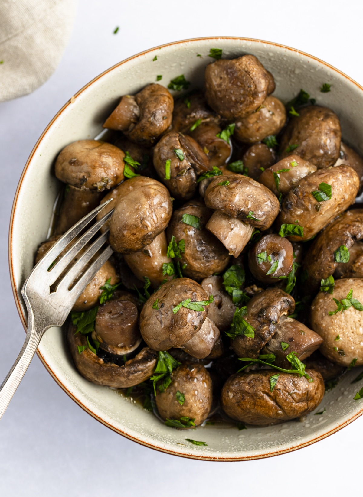 Slow Cooker Garlic Herb Mushrooms - My Forking Life