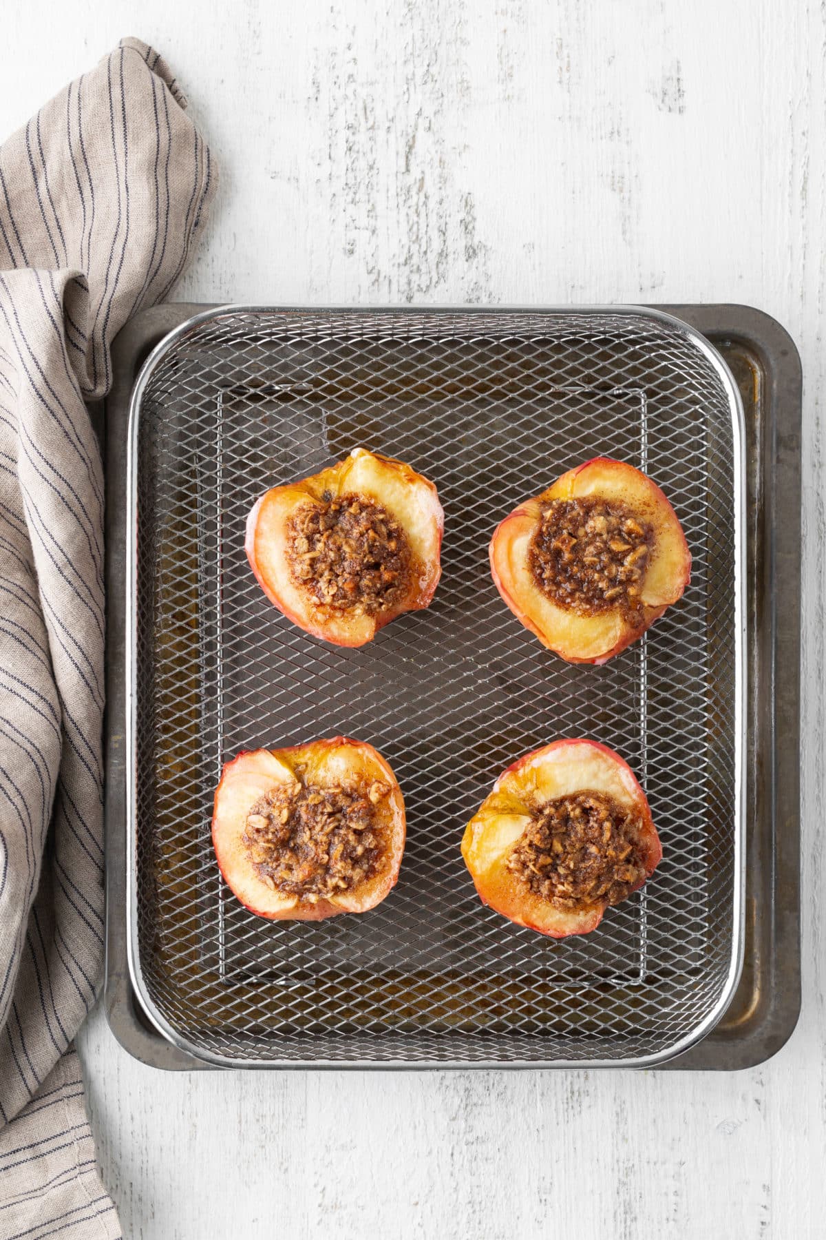 cooked air fryer apples in basket