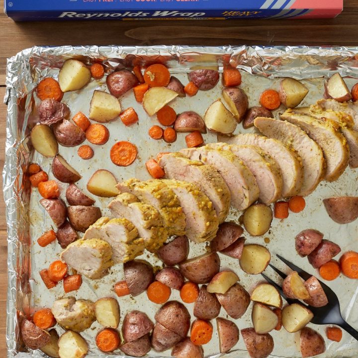 Easy Sheet Pan Mustard Glazed Pork Tenderloin With Carrots And Potatoes