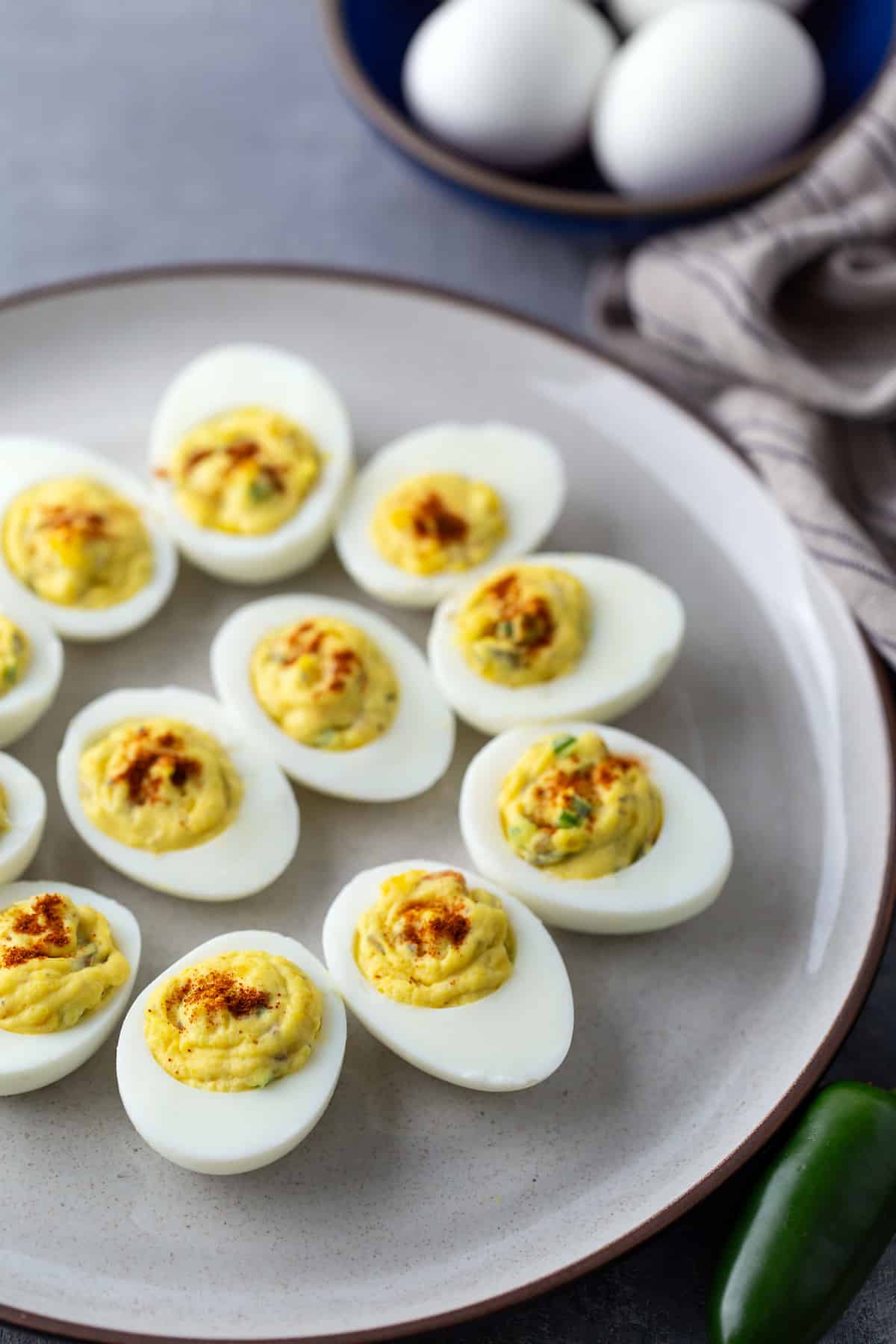 deviled eggs on white plate