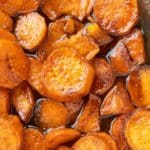 candied sweet potatoes in baking dish