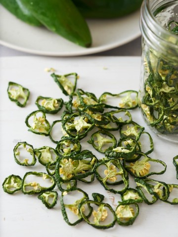 dried jalapenos scattered about.