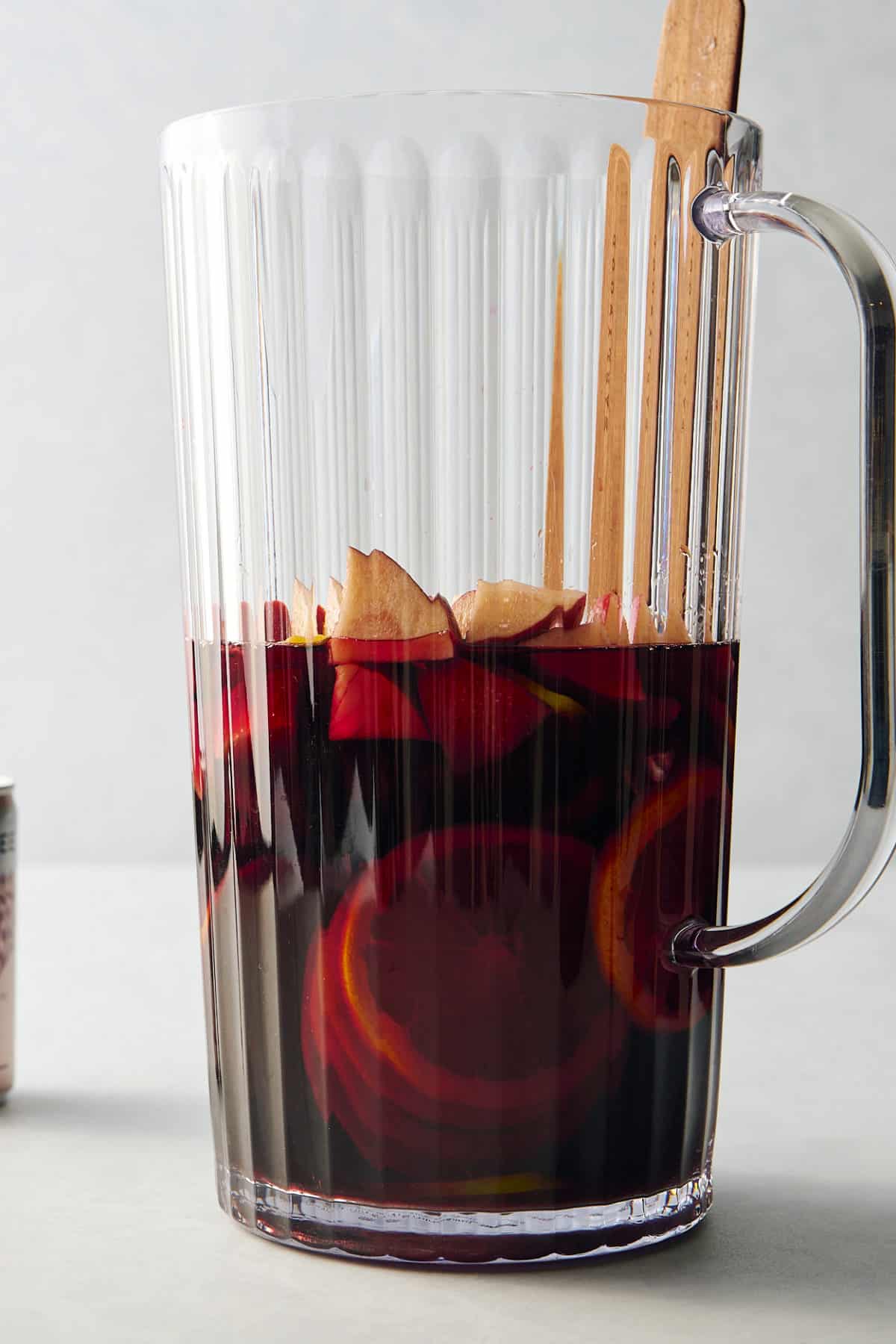 sangria with the fruits in the pitcher