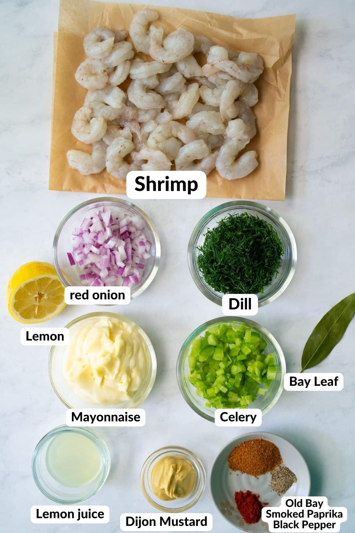 ingredients for shrimp salad