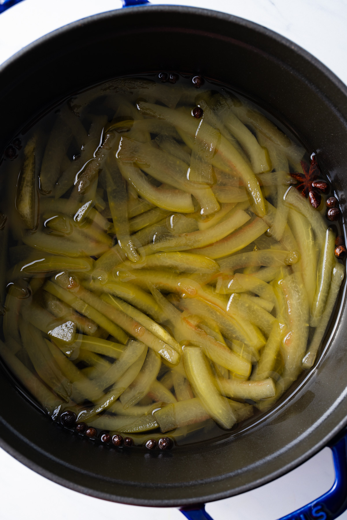 watermelon rinds after simmering in brine