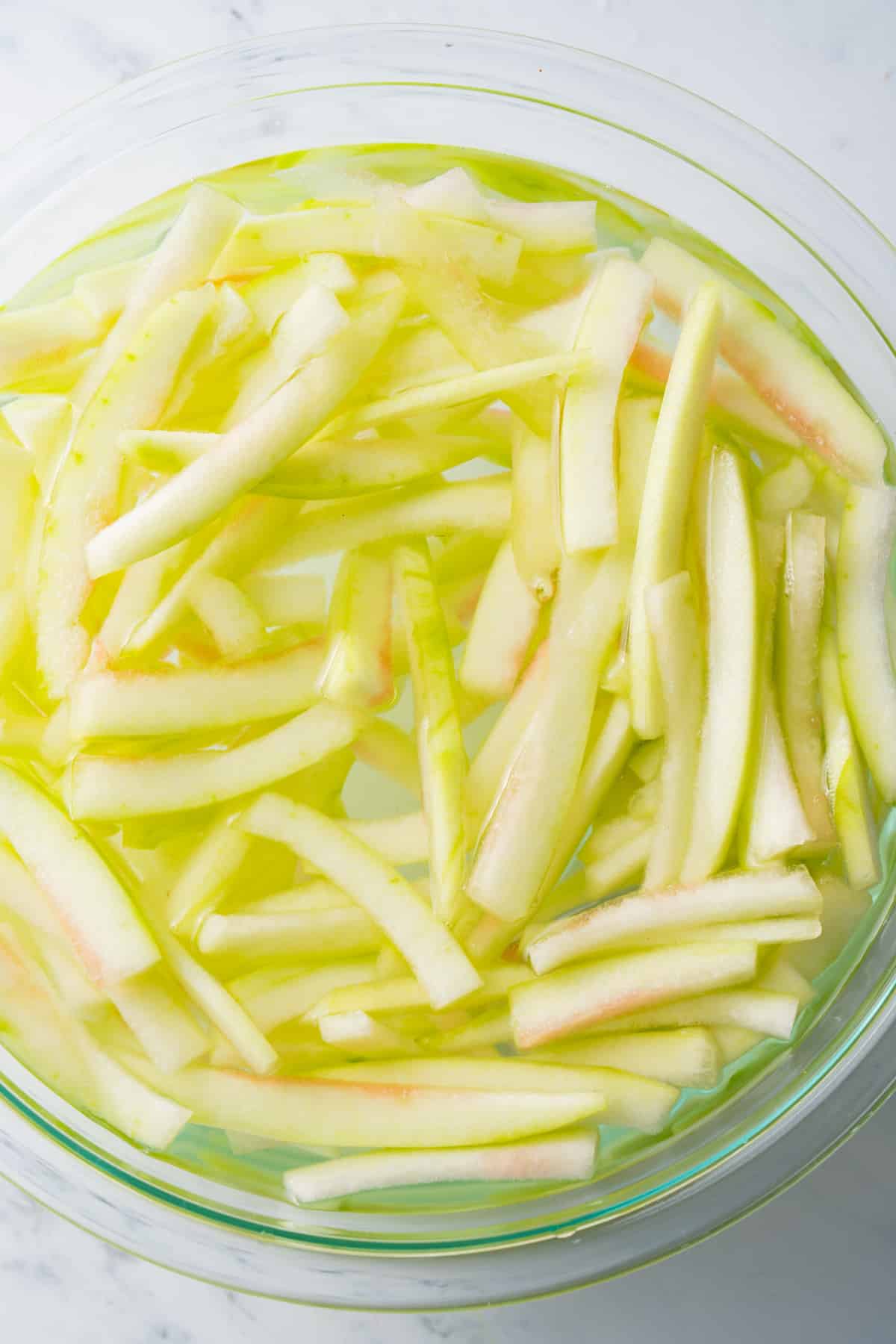 watermelon rinds soaking in water and salt