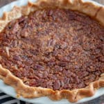 pecan pie from side angle