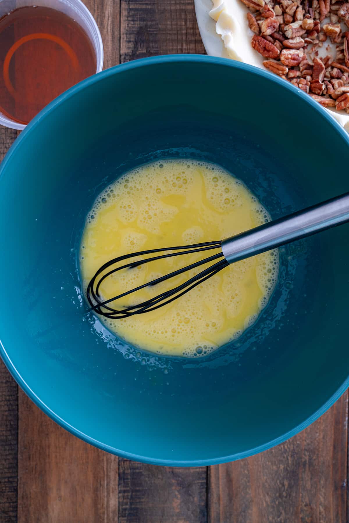 eggs whisked in bowl