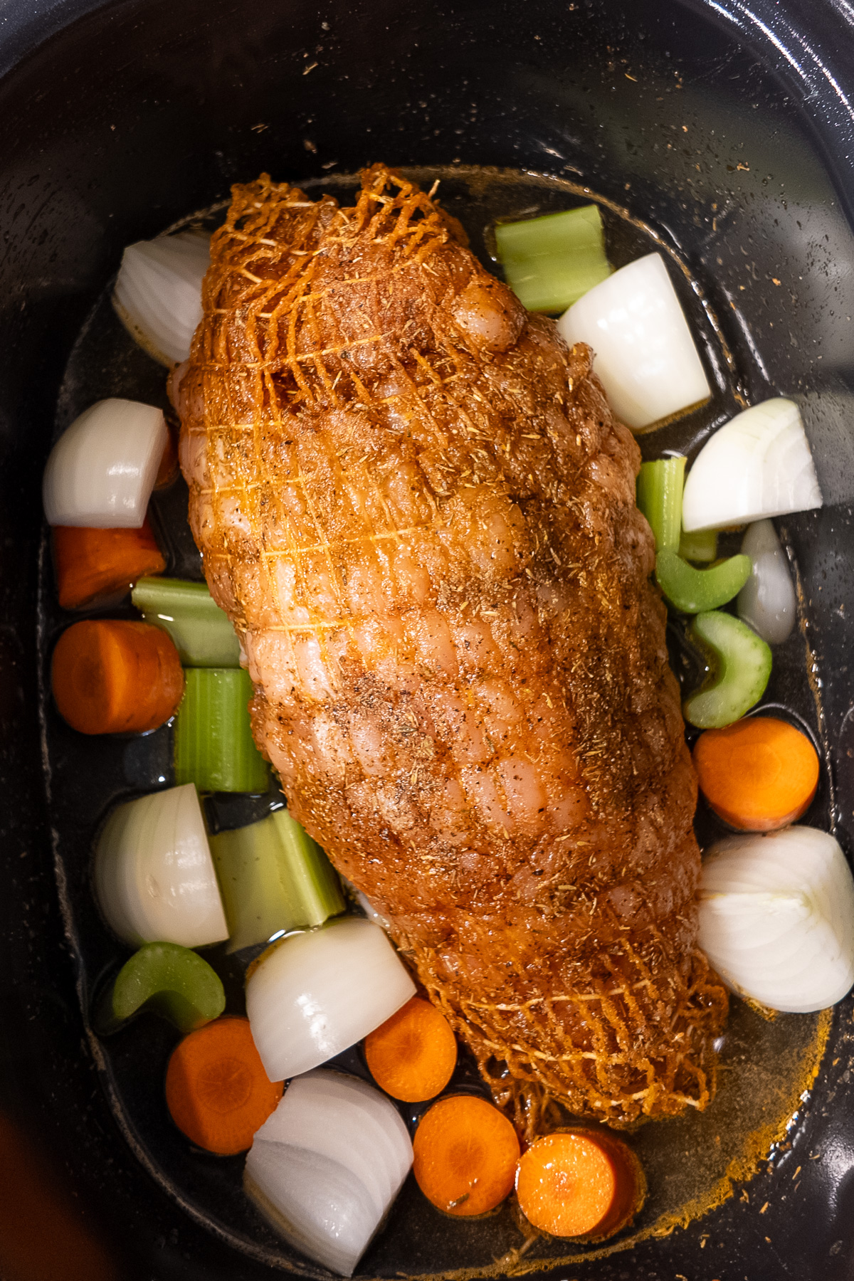 raw ingredients for turkey breast in slow cooker