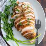 turkey breast sliced on white plate