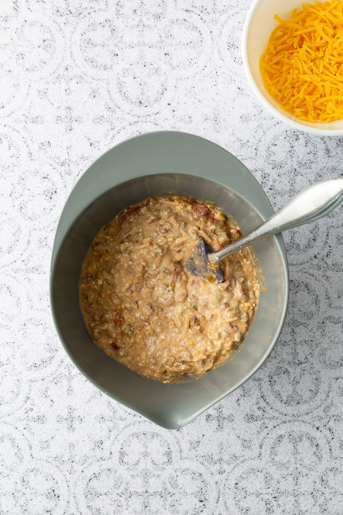 dip ingredients stirred in bowl