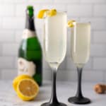 champagne glass fill with french 75 cocktails