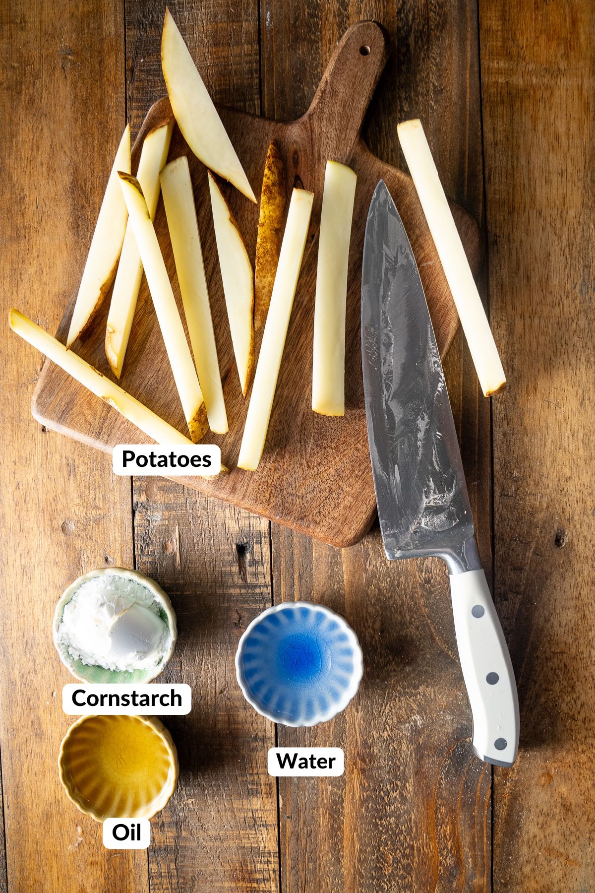 ingredients for oven baked fries on table