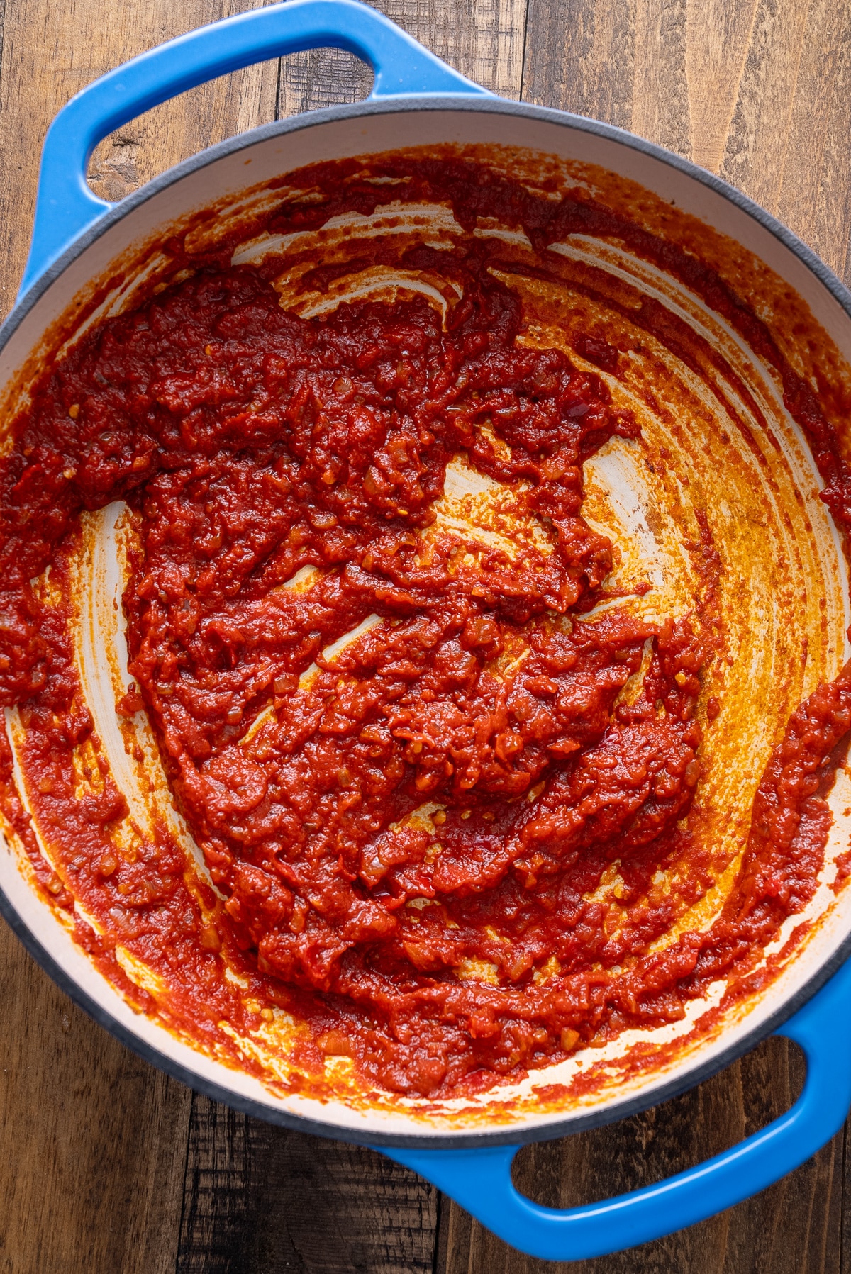 tomato paste, peppers, and reduced vodka