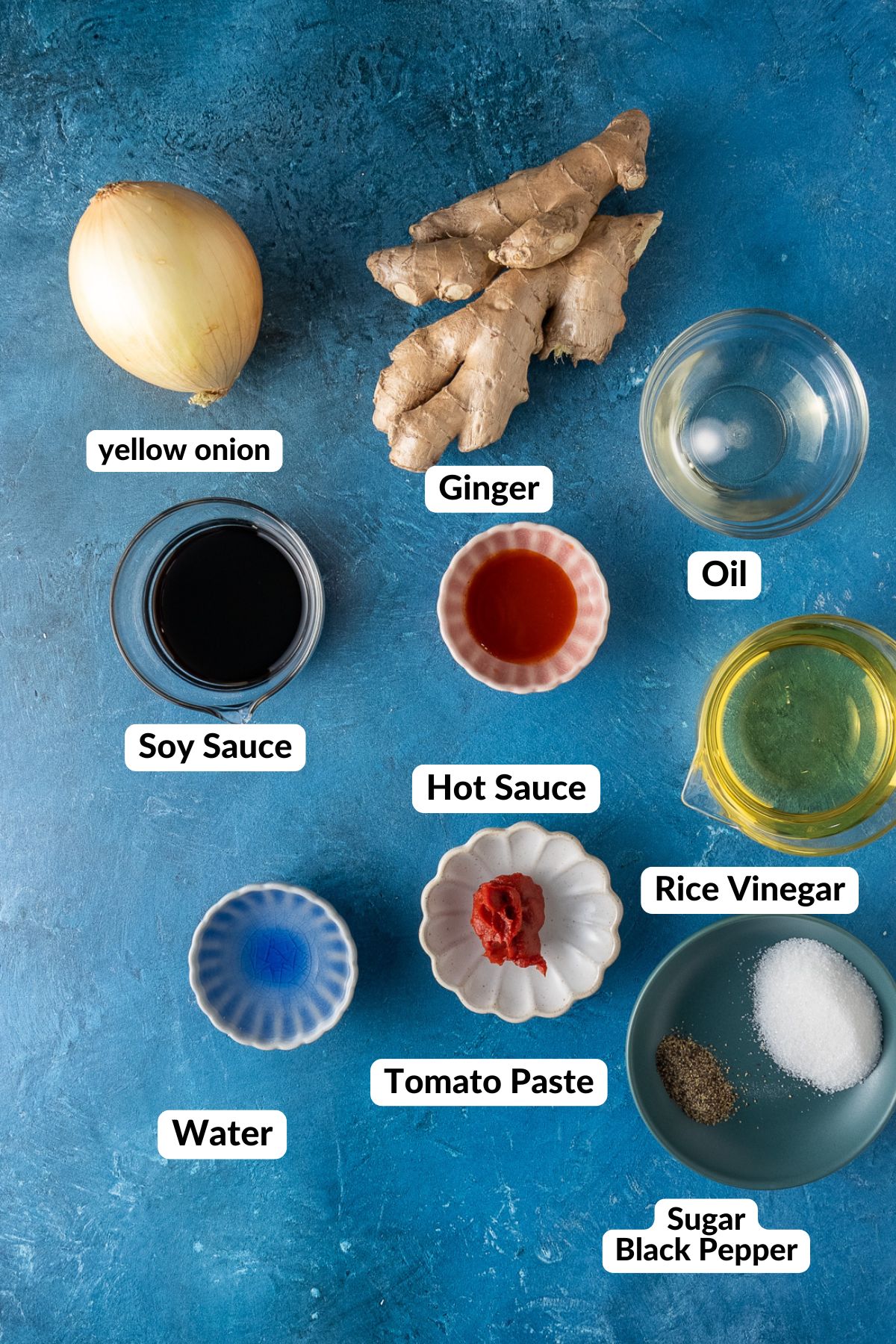 ingredients for ginger dressing on table
