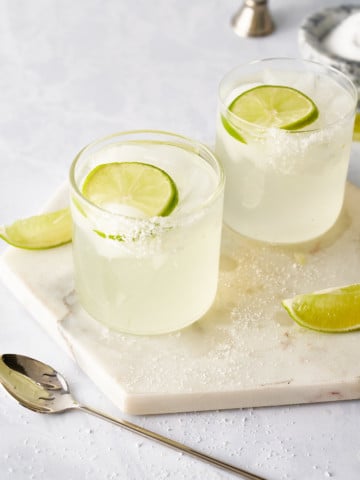 ranch water cocktails with lime on top